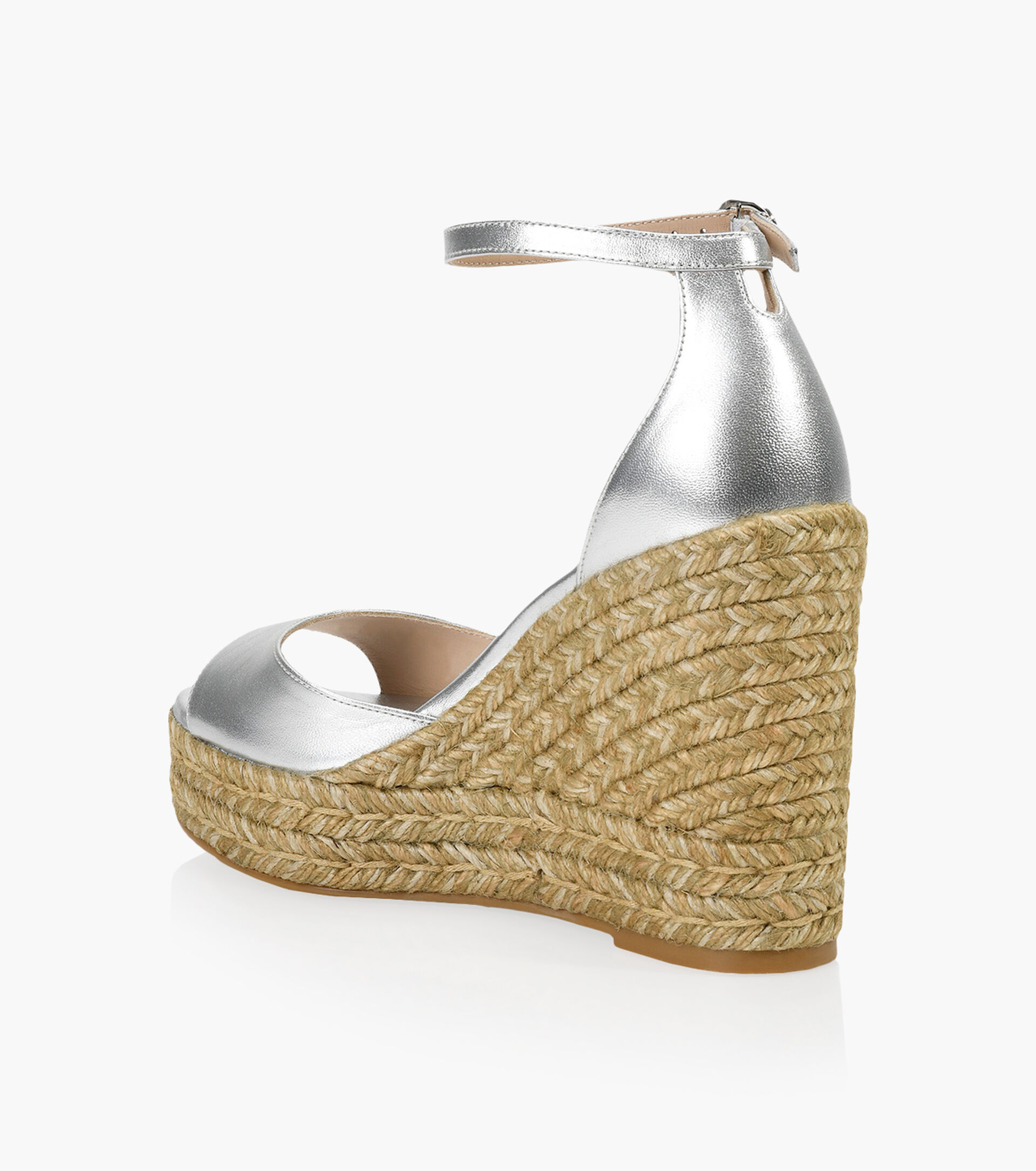 STUART WEITZMAN NUDIST CURVE ESPADRILLE WEDGE - Silver Leather | Browns  Shoes